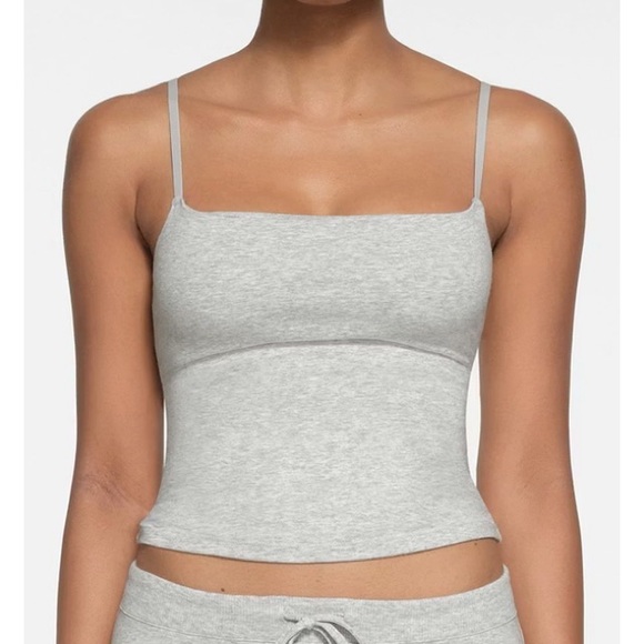 Skims Tops - NEW SKIMS Cotton Jersey Cami in Light Heather Grey